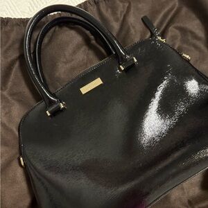 Kate Spade Black Glossy Purse  with Gold Hardware